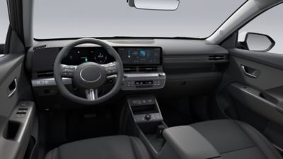 Zicht op stuur en dashboard Hyundai KONA Electric Pure Edition.