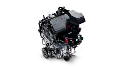 Obrázek přeplňovaného hybridního motoru 1,6 T-GDI v novém Hyundai Santa Fe Hybrid.