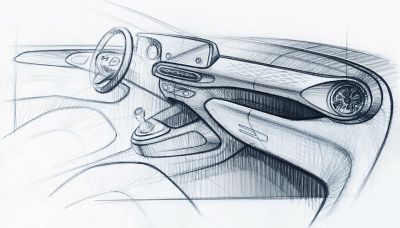 design sketch of an interior concept of a Hyundai vehicle.