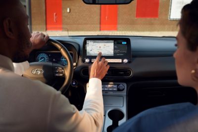 The interior of the new Hyundai Kona Electric.