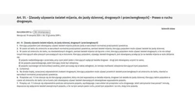 Ustawa Prawo o ruchu drogowym art 51