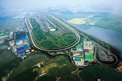 Hyundai's Namyang R&D Center seen from the air including the test track.