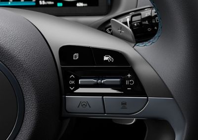 The paddle shifters on the steering wheel of the Hyundai TUCSON Plug-in Hybrid compact SUV.