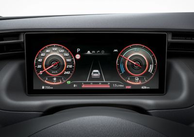 Detail of the Hyundai TUCSON Plug-in Hybrid N Line display in Sport mode