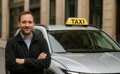 Taxikář vedle svého vozu TUCSON.