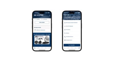 Mobile Ansichten der Hyundai Drive App.