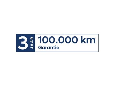 Logo 3 jaar of 100.000 km garantie.