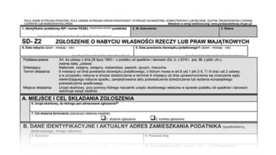 Część formularza SD-Z2