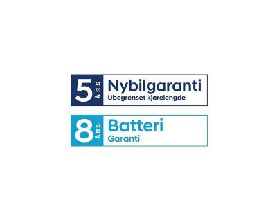 Fem års garanti med ubegrenset kjørelengde og åtte års batterigaranti for IONIQ 6. Grafikk.