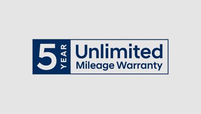 Hyundai 5 Year Unlimited Mileage Warranty label.