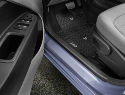 The all weather mats, with grey accent for the Hyundai i10.