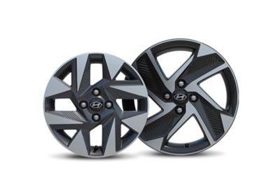 A close up view of the 15 and 16 inch alloy wheels of the Hyundai i10.