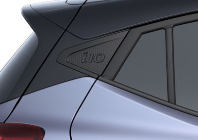 Het unieke ontwerp van het i10-logo op de Hyundai i10.
