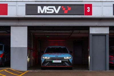 Front View of the Hyundai IONIQ 5 N in the MSV pitstop