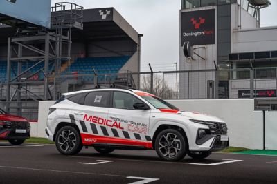 White MSV partnership branded Hyundai TUCSON medical car