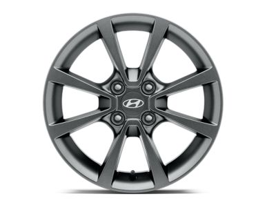 The 15" eight-spoke alloy wheel in graphite of the new Hyundai i10. 