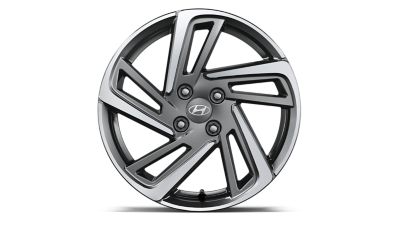 The 16" five double-spoke alloy wheel, bicolour of the new Hyundai i10. 