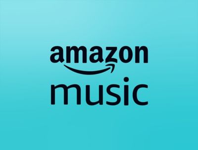 Amazon music logo with a blue background. 