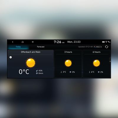 Immagine di previsioni meteo attraverso i servizi live di Hyundai