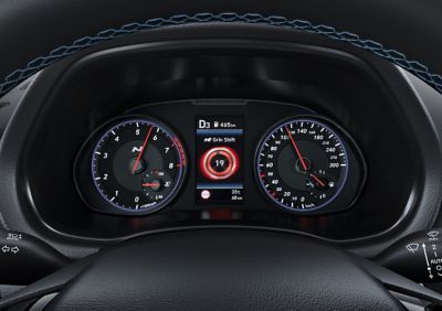 Detail of the N Cluster inside the Hyundai i30 N performance hatchback