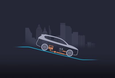 Systém rekuperace kinetické energie nového SUV Hyundai Santa Fe Plug-in Hybrid nabíjí akumulátory.