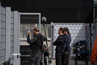ein Videoteam im Stadion.
