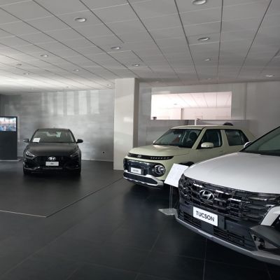 Assistente Hyundai controlla lo pneumatico di un modello Hyundai