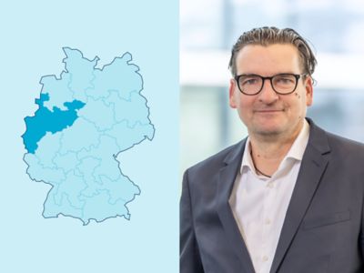 Symbolbild Gewerbekunden-Distriktleiter Region 2: Deutschlandkarte mit markiertem Distrikt.
