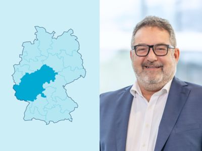 Symbolbild Gewerbekunden-Distriktleiter Region 4: Deutschlandkarte mit markiertem Distrikt.