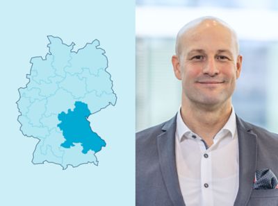 Symbolbild Gewerbekunden-Distriktleiter Region 5: Deutschlandkarte mit markiertem Distrikt.