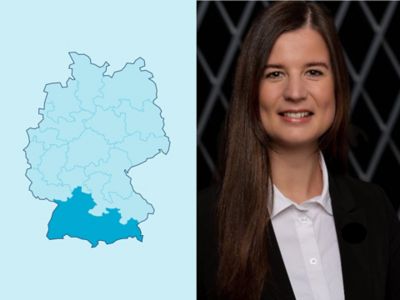 Symbolbild Gewerbekunden-Distriktleiter Region 6: Deutschlandkarte mit markiertem Distrikt.