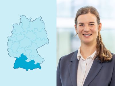 Symbolbild Gewerbekunden-Distriktleiter Region 6: Deutschlandkarte mit markiertem Distrikt.