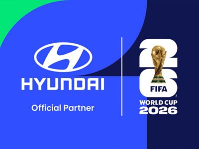Die Logos der FIFA und Hyundai, dem offiziellen Partner der WM 2026.