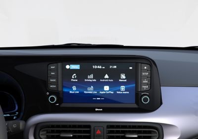 Der 8-Zoll-Touchscreen eines Hyundai i10.