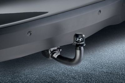 Detailansicht einer Anhängerkupplung für ein Hyundai Fahrzeug.