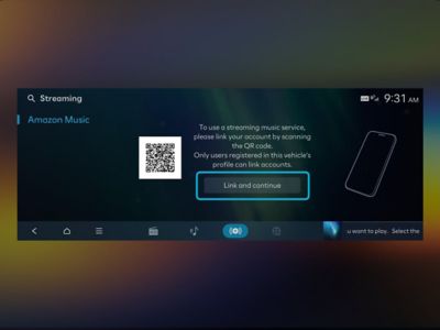 Schaltfläche zum Verbinden mit Amazon Music auf dem Infotainment-Touchscreen eines Hyundai.