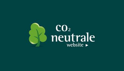 Grafik mit einem gezeichneten Baum und dem Schriftzug “CO₂ neutral website.”