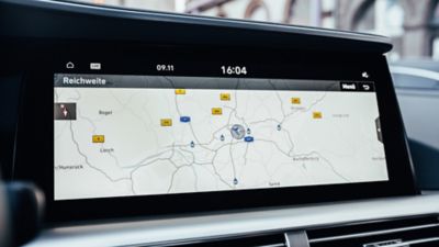 Der Navigations-Touchscreen eines Hyundai.