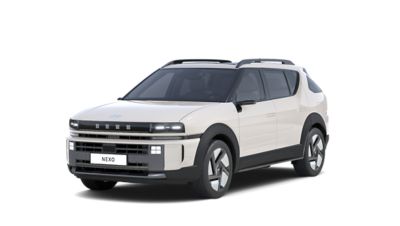 Der Hyundai NEXO in Weiß von schräg vorne