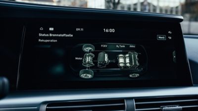 Das 12,3-Zoll-Farb-Touchscreen des Hyundai NEXO.