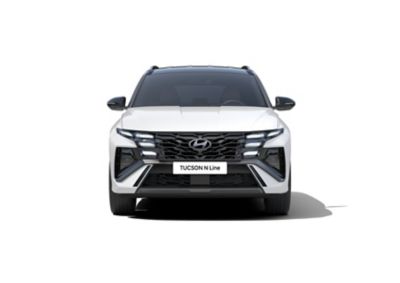 Frontansicht des Hyundai TUCSON N Line mit aerodynamischen Lufteinlässen.