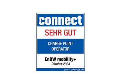 Logo connect 10/2023: Testurteil SEHR GUT als Charge Point Operator, EnBW mobility+