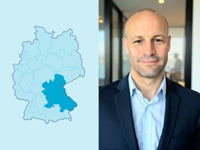 Symbolbild Gewerbekunden-Distriktleiter Region 5: Deutschlandkarte mit markiertem Distrikt.