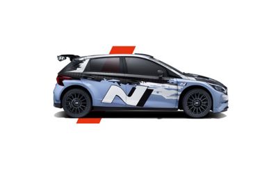 Ausschnitt der Seitenansicht eines Hyundai i20 N mit N-Schriftzug.