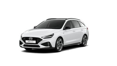Der Hyundai i30 Kombi N Line, schräg von vorne gesehen.
