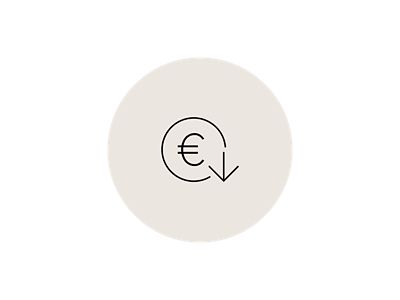 Symbolbild Steuervorteile sichern: Euro-Zeichen mit Pfeil nach unten.