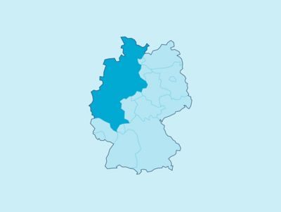 Symbolbild Gewerbekunden-Distriktleiter WEST: Deutschlandkarte mit markiertem Distrikt.