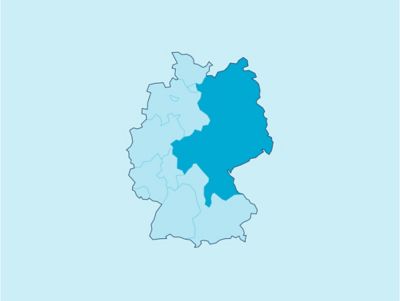 Symbolbild Gewerbekunden-Distriktleiter NORD-OST: Deutschlandkarte mit markiertem Distrikt.