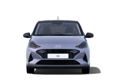 The Hyundai i10 from the front with its bold new grille pattern.