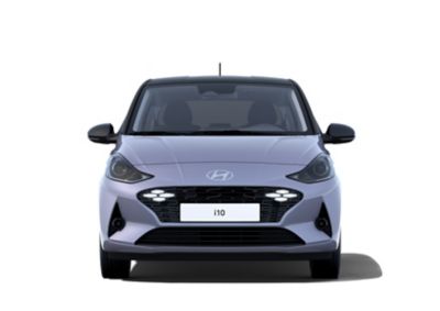 Ein Hyundai i10 in der Frontansicht mit Wabendesign-Details.